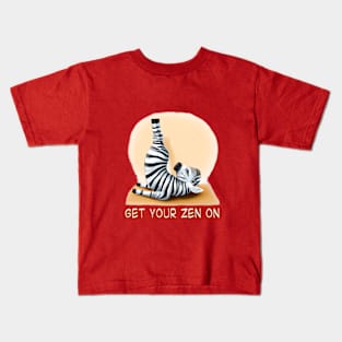 Zebra Doing Yoga - Time to Get Your Zen On! Yoga Lover Kids T-Shirt